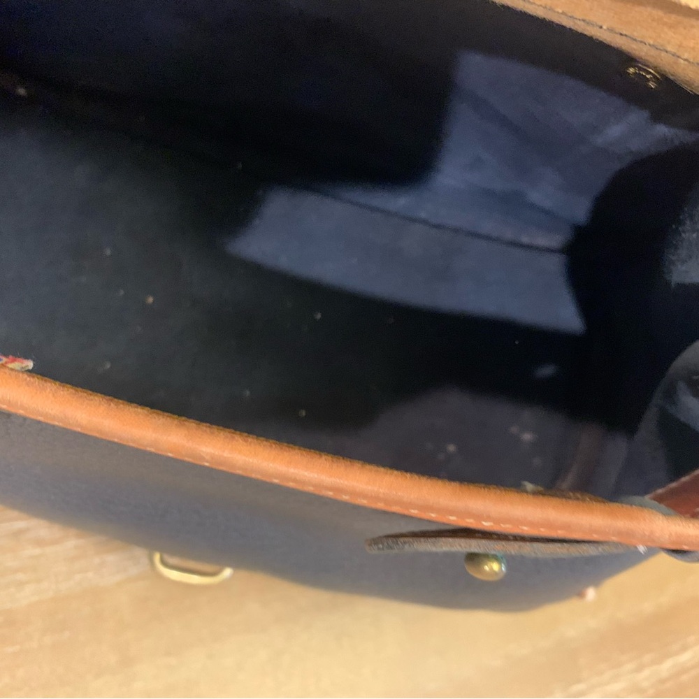 Dooney & Bourke Navy and Brown Leather Satchel - Picture 12 of 14